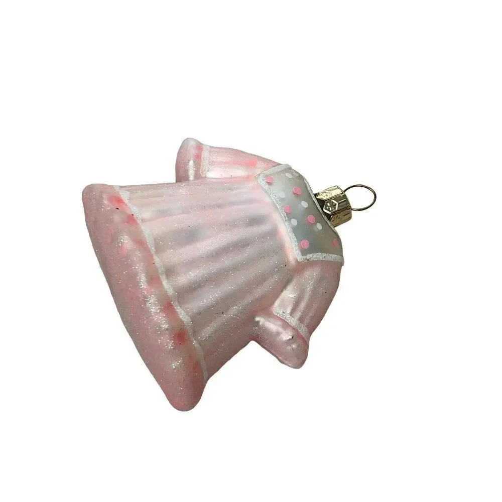 CDL Glass Blown Ornaments Baby Pink Dress Christmas 3